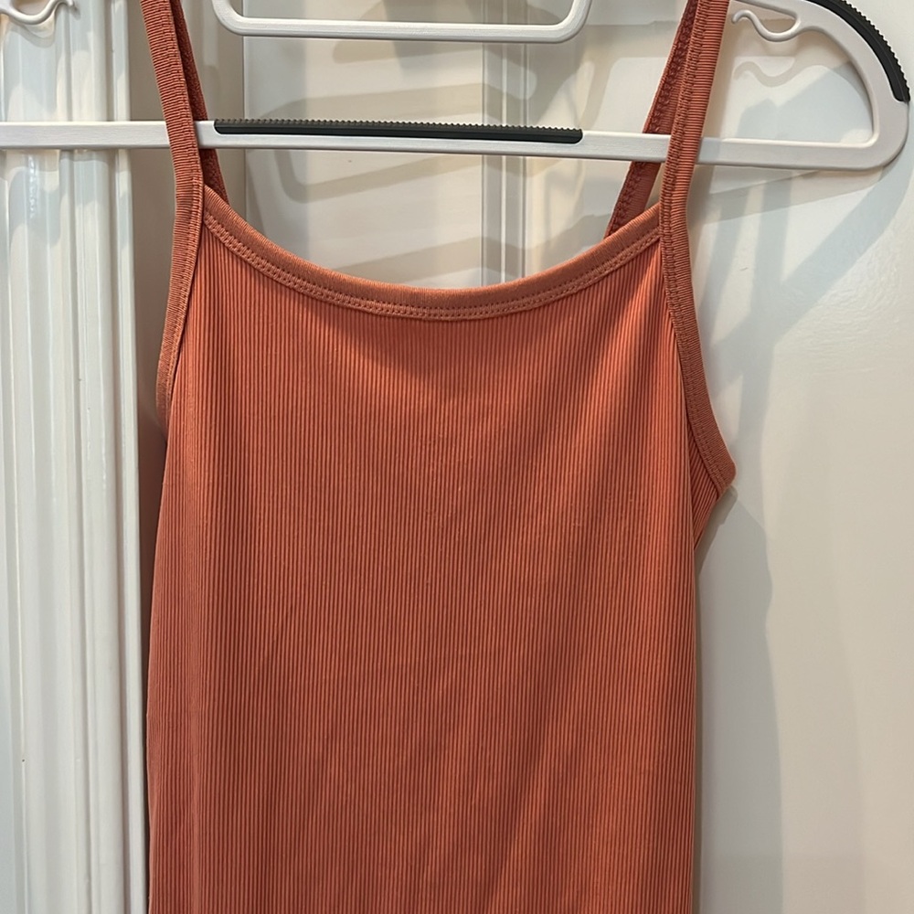 Rust Orange Ribbed Camisole Tank Top - Picture 2 of 2